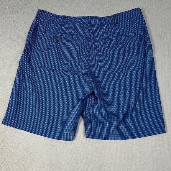 Ben Hogan Shorts Chino Mens Blue Plaid Check Golf Stretch Flat Front Size 38 - Picture 2 of 10